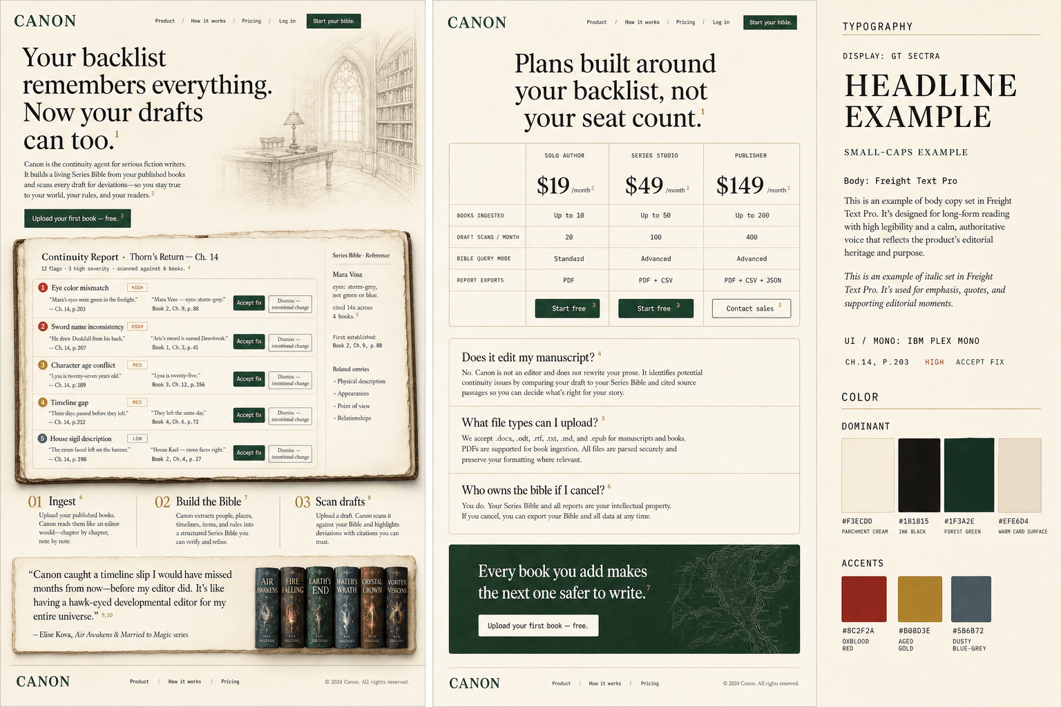 Brand and marketing-site concept board for Canon