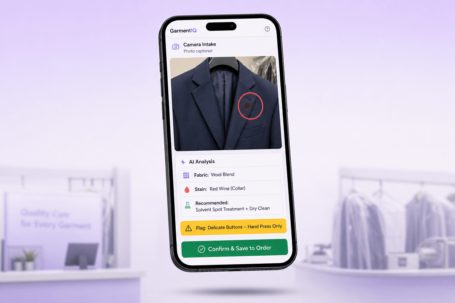 Brand and marketing-site concept board for GarmentIQ