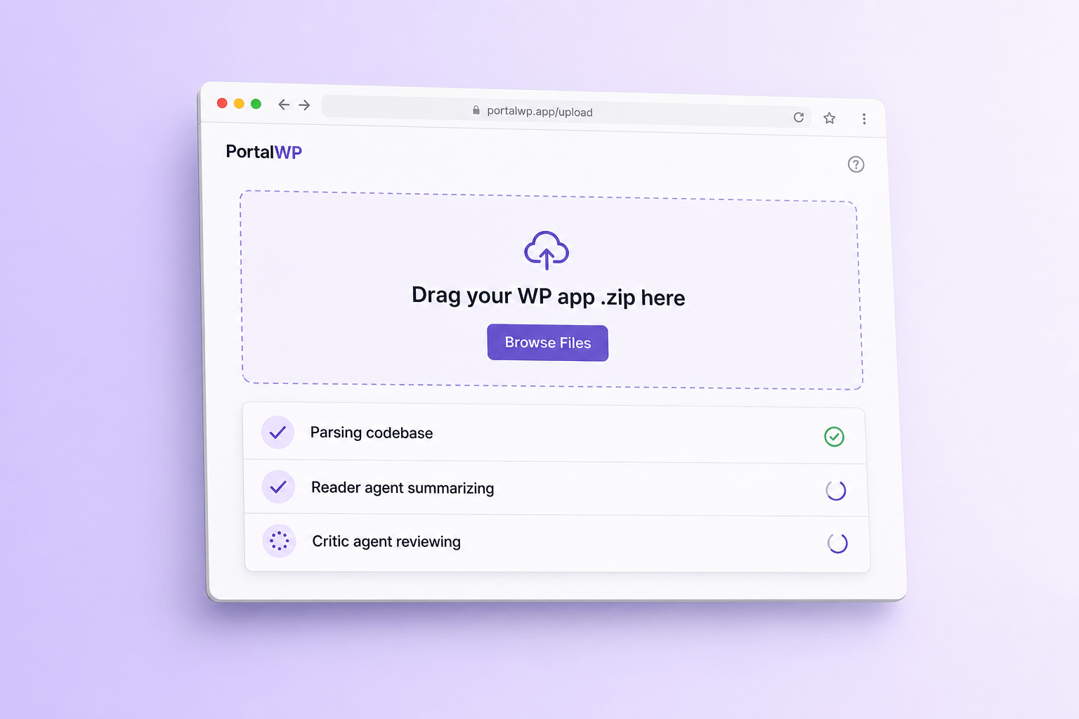 Brand and marketing-site concept board for PortalWP