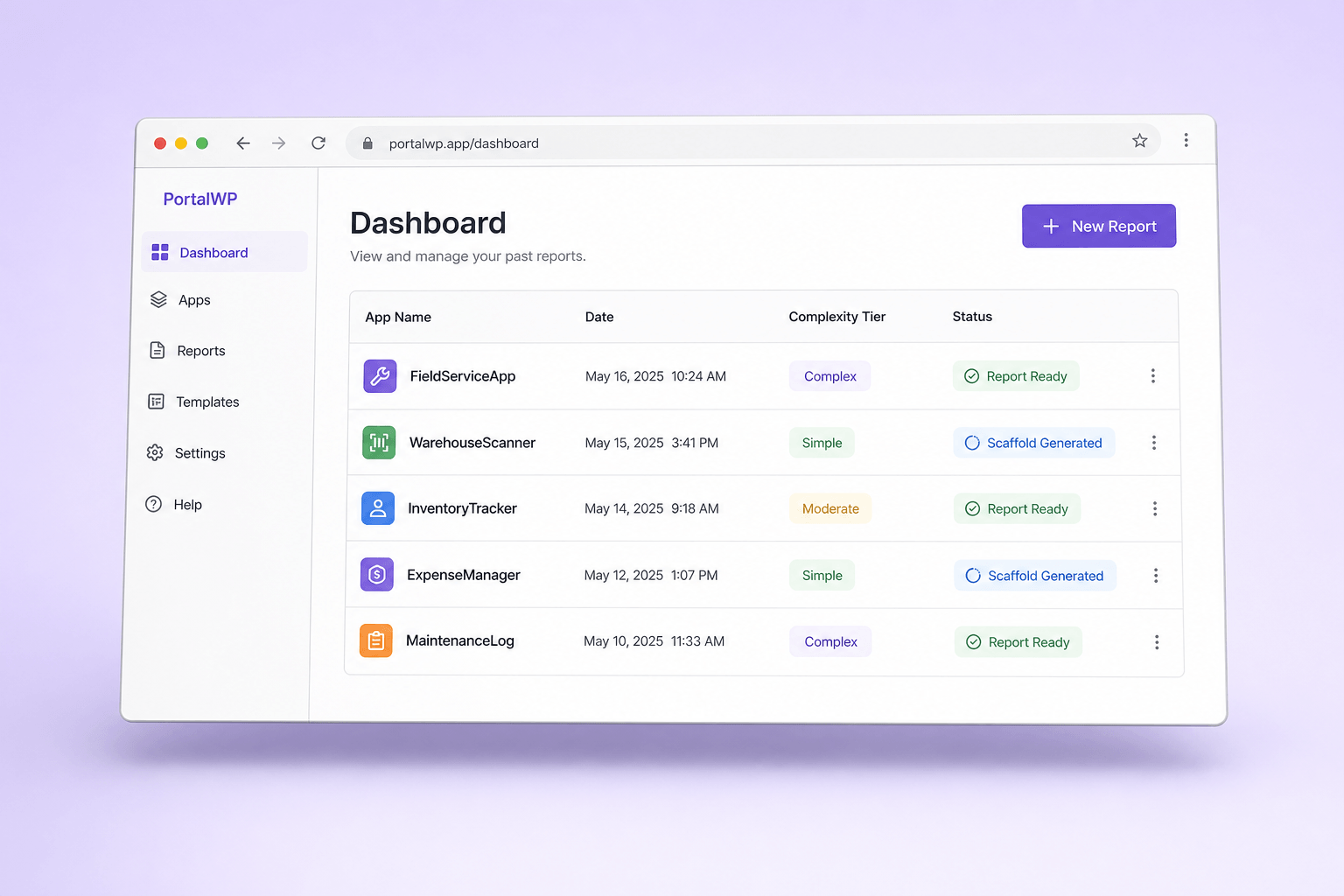 Brand and marketing-site concept board for PortalWP